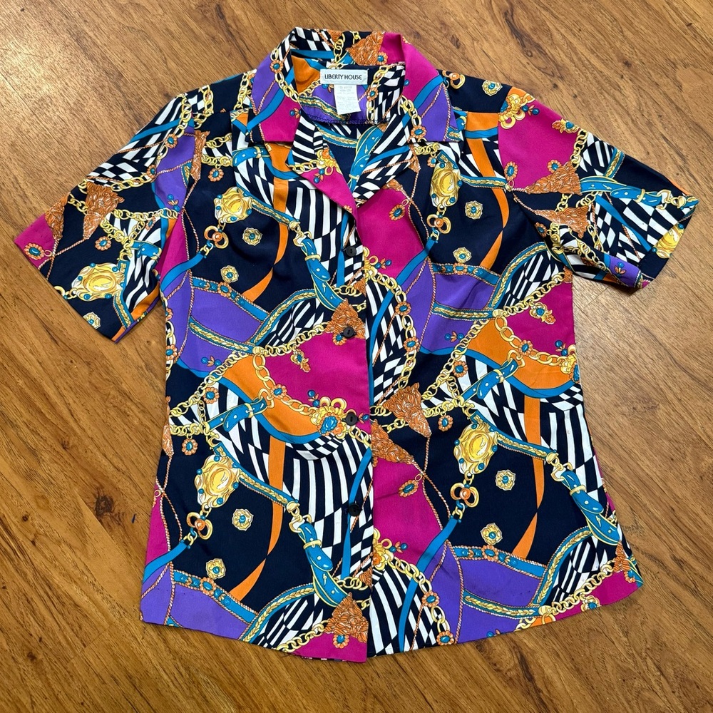 Vintage 80’s  Liberty House Hawaii Chain link Blouse Top Women’s shirt